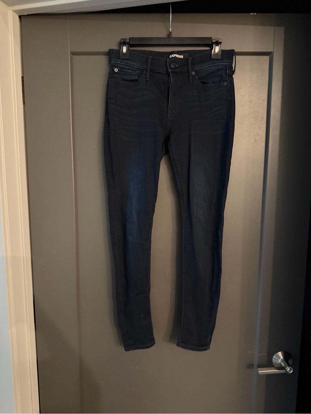 Express Womens Dark Blue Mid Rise Skinny Jeans size 2 Short